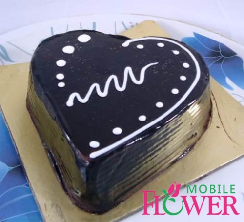 1/2kg heart shape chocolate cake by mobile flower pune